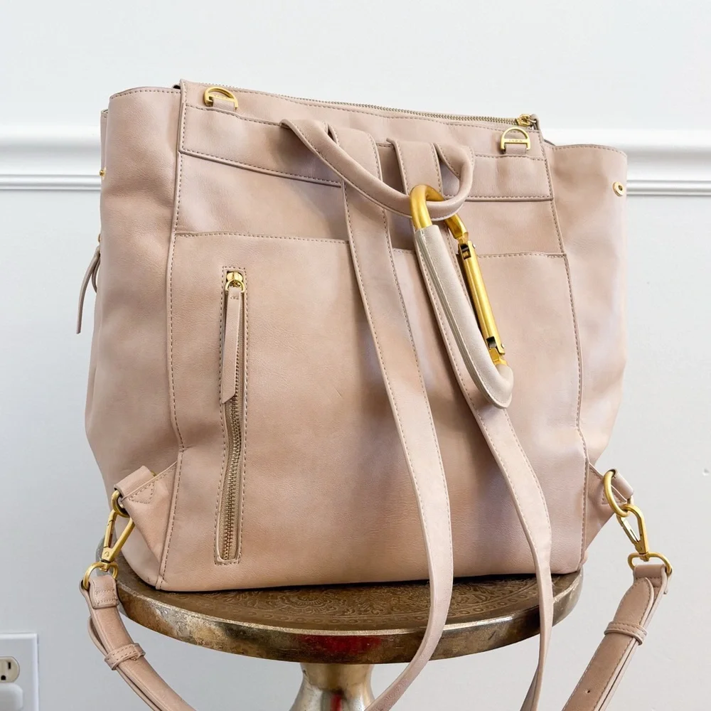 Fawn Design Large Tote in Blush Pink with Gold Hardware